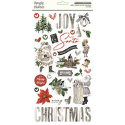 SIMPLE STORIES Simple Village Rustic Christmas Chipboard Stickers 43pc